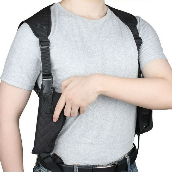 Holster tactique dissimule en shoulder élastique résistant et léger, imperméable a l'eau universel, poche de  Pistolet caché, sac à double magazine, carrosserie, éloignement de traction rapide