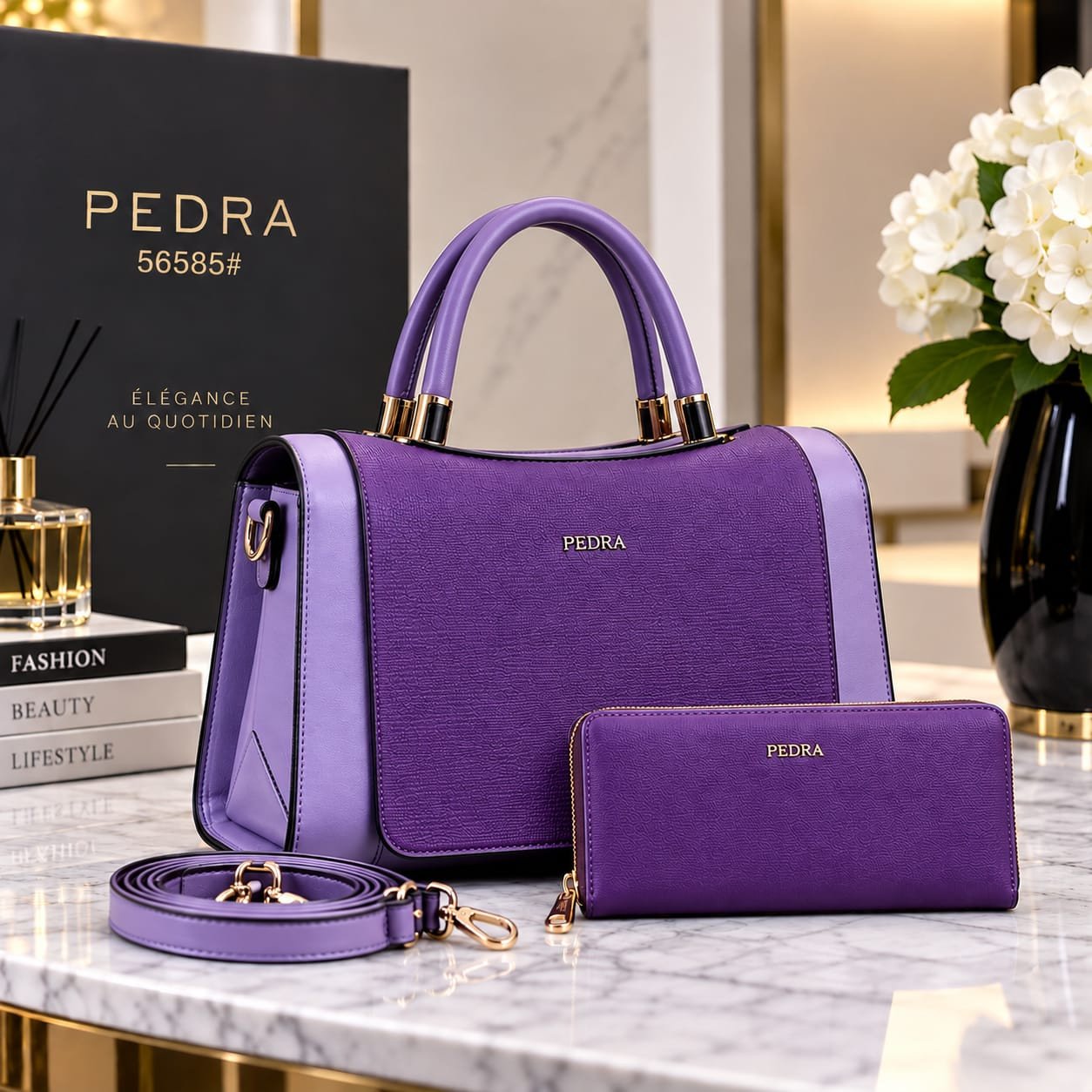 Sacs à main de marque tendance class pour femme en lot de 2-en-1 avec un petit portefeuille ou une pochette assortie).