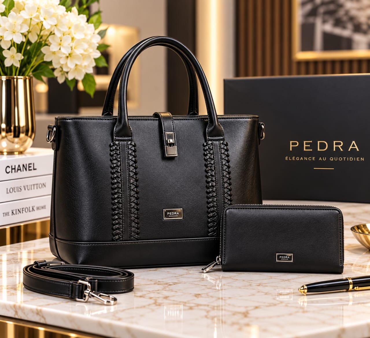 Sacs à main de marque tendance class pour femme en lot de 2-en-1 avec un petit portefeuille ou une pochette assortie).