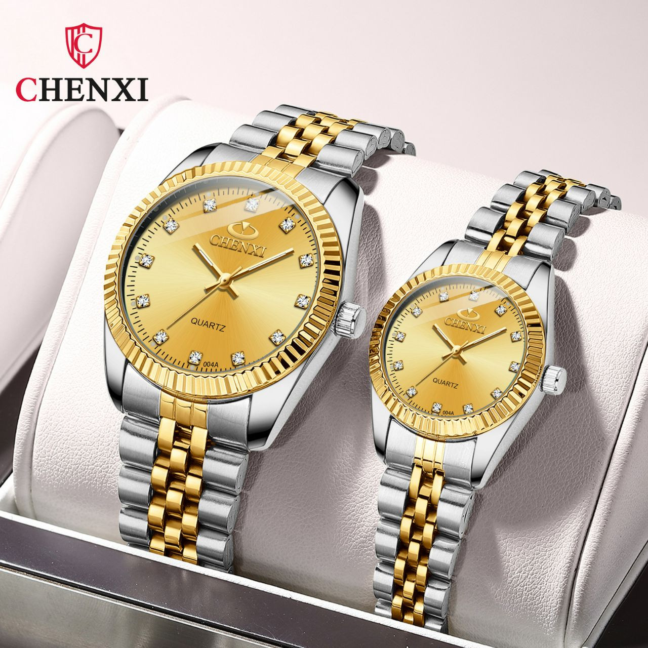 CHENXI CX-004A argent-or montre pour hommes et femmes (couple) nouveau Style bracelet en acier inoxydable étanche mouvement à Quartz hommes d'affaires montre à main